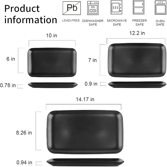 KOOV Ceramic Rectangular Serving Tray, 14/12/10 Inch Large Serving Platter - Image 5