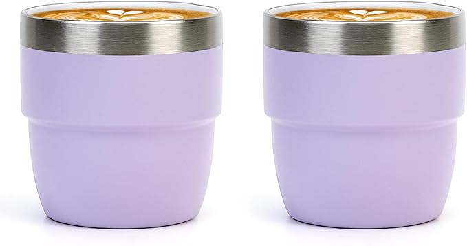 Zenbo 4 oz Espresso/Coffee Cups, Ceramic-Lined Double Wall Vacuum Insulated by Zenbo