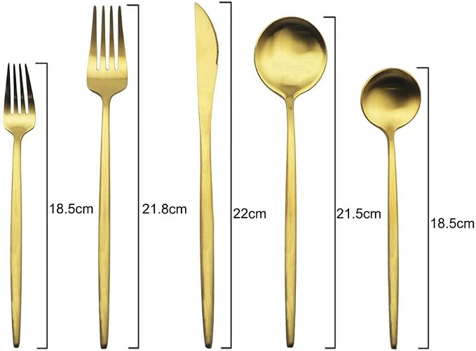 JASHII Luxury Gold Flatware, 5-piece Elegant Cute 18/10 Stainless Steel - Image 8