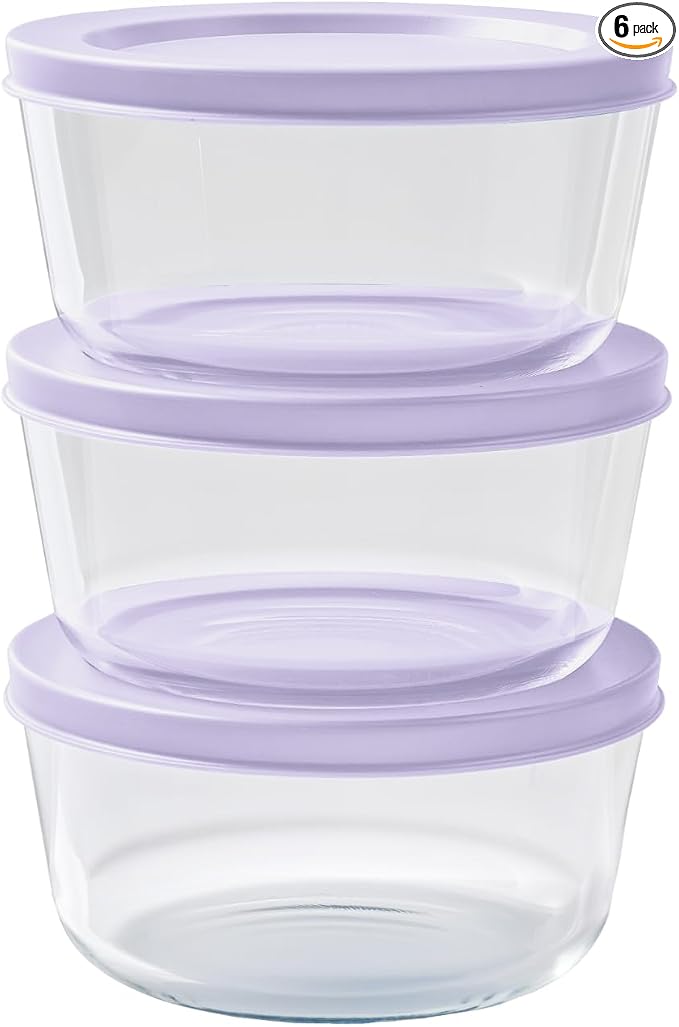 6-Piece Glass Food Storage Containers Set | 2-Cup, Leakproof | Microwave by DuraLiving