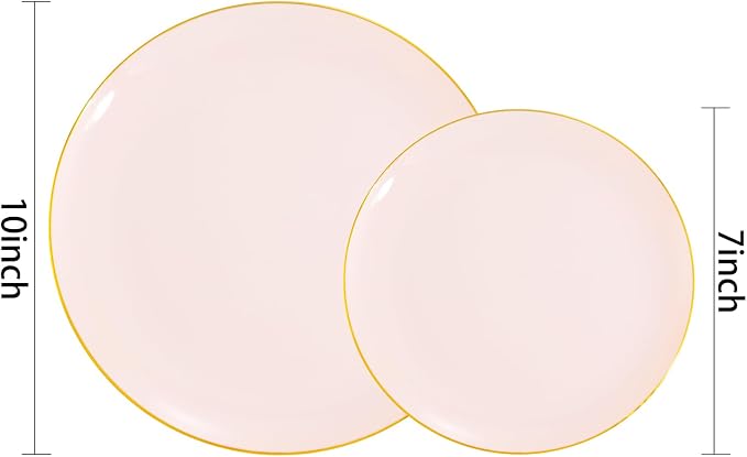 PULOTE 200Pieces Pink Plastic Plates - Image 2