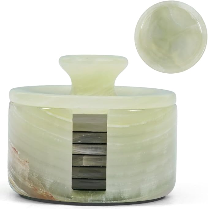 Cream Onyx Marble Coasters Set of 6 by HomePage
