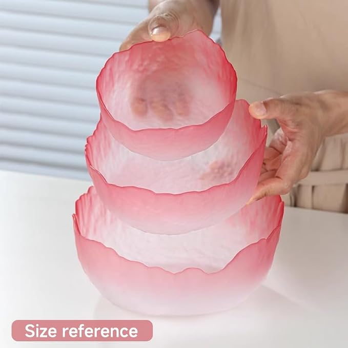 Glass Bowl for Salad Candy Fruit Serving, Decorative Bowl, Dish-Pink 6.5" | - Image 4