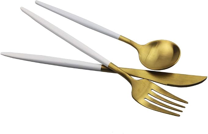 JASHII Luxury Wthie Gold Flatware, 20-piece Elegant Cute 18/10 Stainless Steel - Image 6