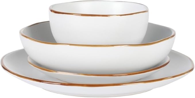 Gibson Home Hazeltine 16-Piece White Stoneware Dinnerware Set – Plates and Bowls - Image 7