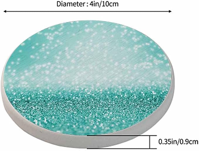 Teal Sparkle Coasters for Drinks Turquoise Green Glitter Bling Absorbent - Image 2