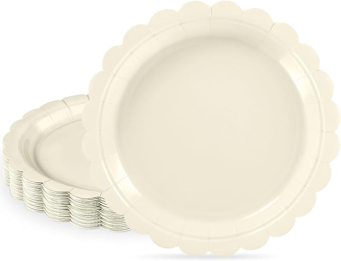 NatNarr 30 Pcs Ivory Paper Plates, Bridal Shower, Engagement, Oil- and by NatNarr