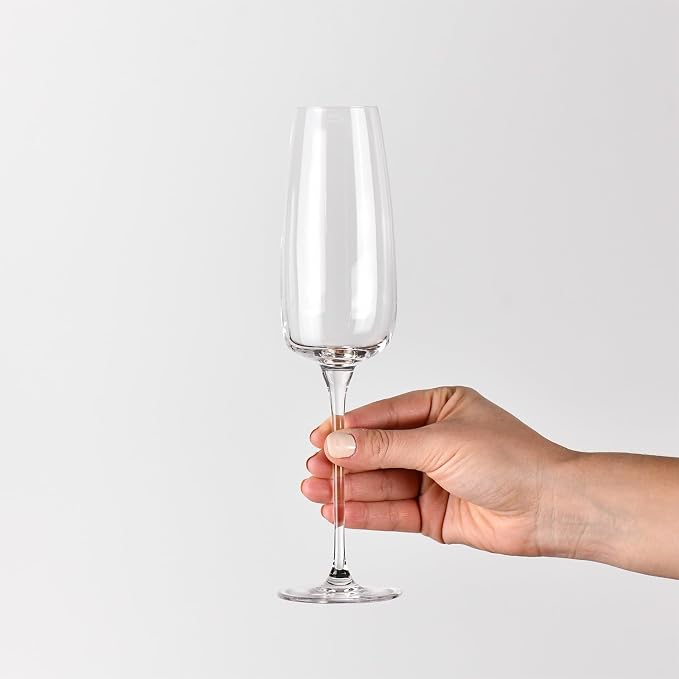 Krosno Modern Champagne Flute Glasses | Set of 4 | 8.5 oz | Lead-Free Crystal - Image 3