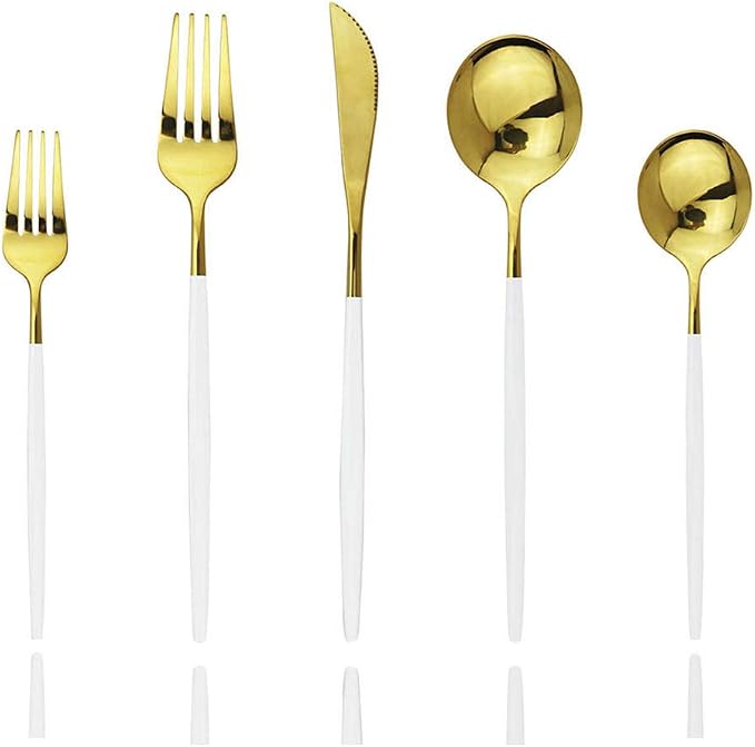 JASHII 20-Piece Stainless Steel Satin Finish Flatware Set, Mirror Polished by JASHII
