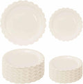 50 Pcs Ivory Scalloped Paper Plates 25 × 7'' and 25 × 9'' Disposable Ivory by FALIZIFU
