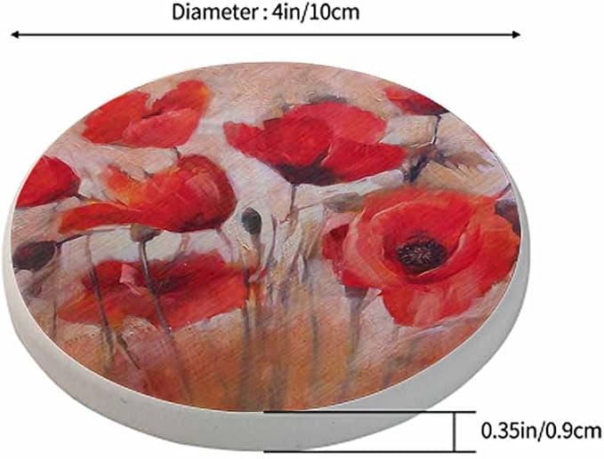 oFloral Red Poppy Flower Coasters - Image 2
