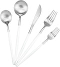 5-Piece Matte Silver Stainless Steel Satin Finish Flatware Set by Gugrida