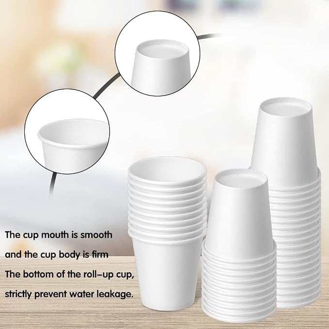 3 oz 50 Pack Disposable Cups, Small Paper Cups Mouthwash Cups | Bathroom Cups - Image 3
