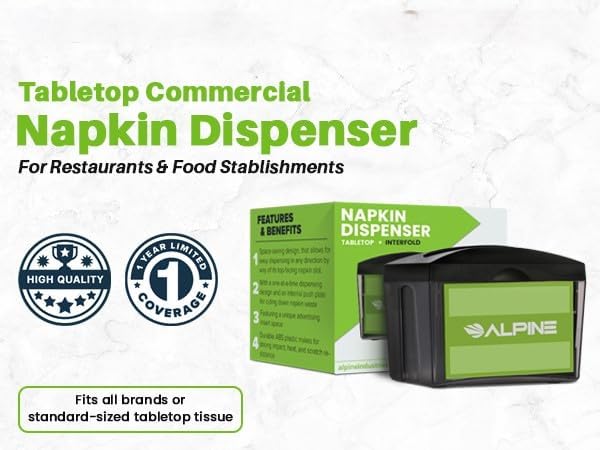 Alpine 6 Pack Tabletop Commercial Napkin Dispenser Restaurant Napkin Holder - Image 5