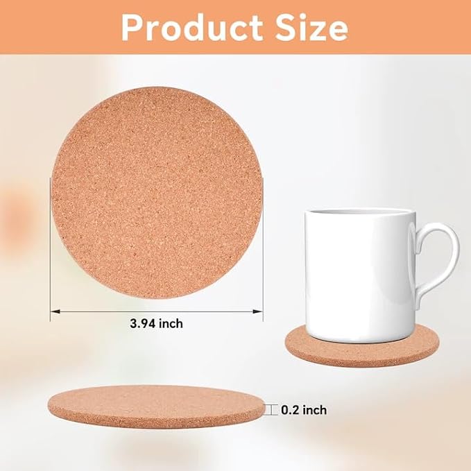 100 Pcs Cork Coasters, Anti-Slip and Heat-Insulating, - Image 2