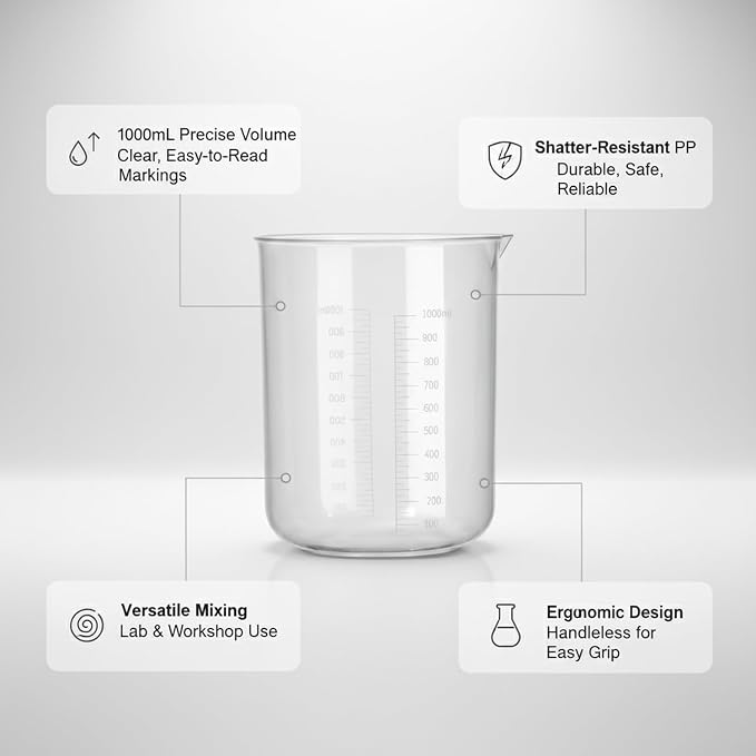 1000mL Shatter-Resistant Plastic Beaker - Image 4