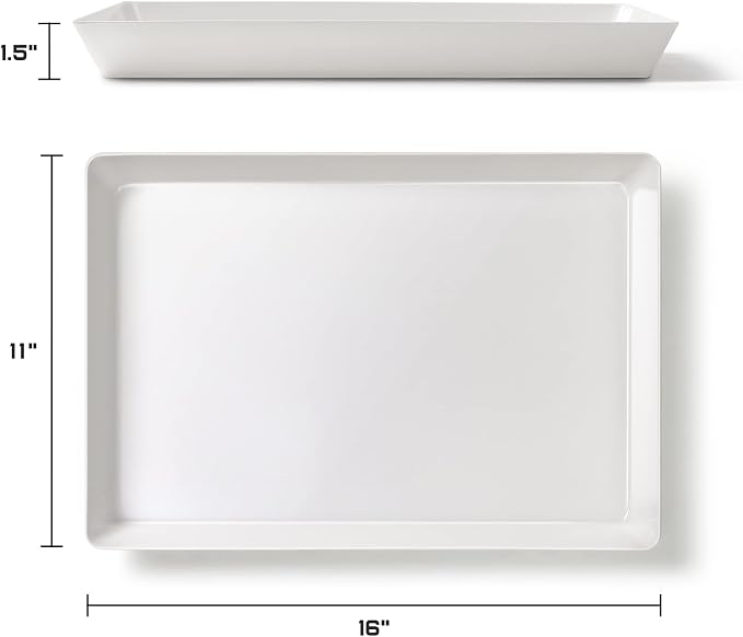 4-Pack Plastic 16" x 11" Large White Serving Trays Set - Image 5