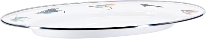 Golden Rabbit Enamelware Oval Platter, 12 x 16in, Fishing Fly | 12 x 16in - Image 2