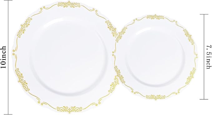 U-QE 100PCS Gold Plates Disposable - Image 2