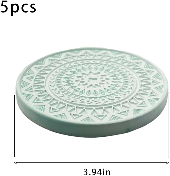5 Pack Absorbent Stone Coasters, Quick-Drying Diatomaceous Earth Drink Coasters - Image 2