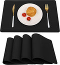 Vinjiasin Placemats Set of 4 Black Leather Place Mats Waterproof Wipeable Heat by Vinjiasin
