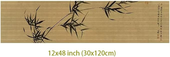 Asian Style Bamboo Table Runner, Ancient Chinese Paintings Zen Table Mat - Image 4
