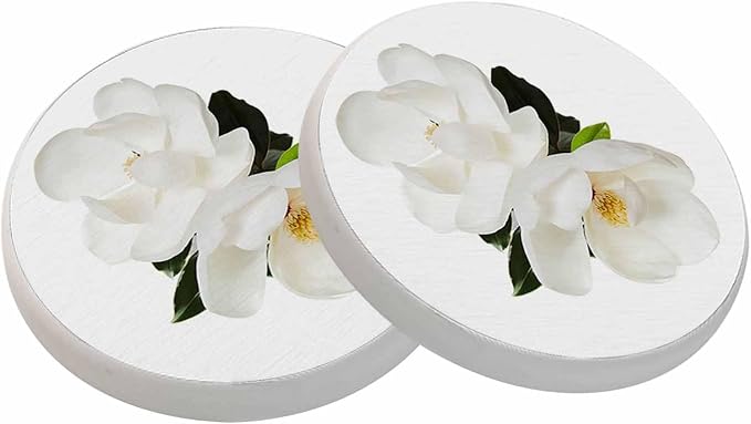 Magnolia Flower Ceramic Coasters Absorbent Drink Coasters Round Ceramic Table by oFloral