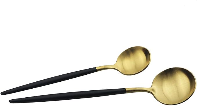 JASHII Luxury Black Gold Flatware, 20-piece Elegant Cute 18/10 Stainless Steel - Image 4