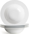 Pasta & Salad Bowls - 40oz White Ceramic Soup Plates - Set of 4 by Wareland