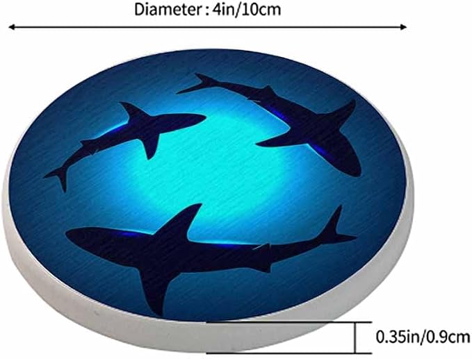 Floating Sharks Coasters Undersea Three Sharks Dancing in Circles Absorbent - Image 2