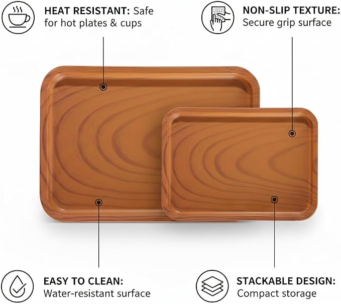 Wood Grain Serving Tray Set of 2 - Image 5