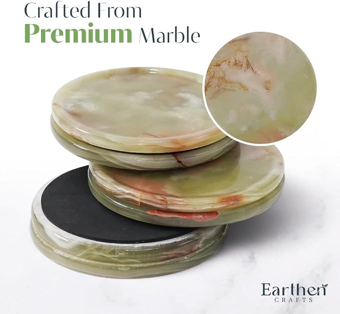 Green Onyx Marble Coasters Set of 6 - Image 4