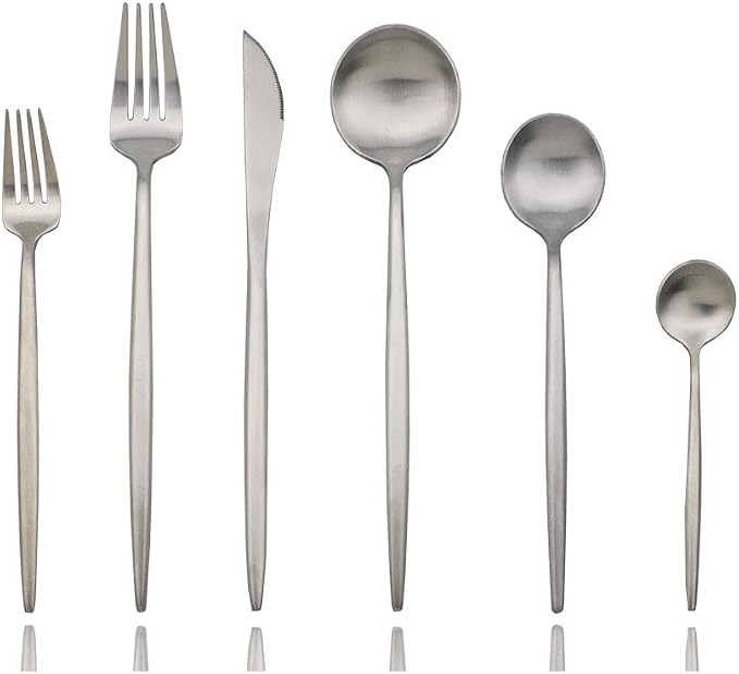 JASHII Luxury Flatware, 6-pieces Elegant Cute 18/10 Stainless Steel Silverware by JASHII
