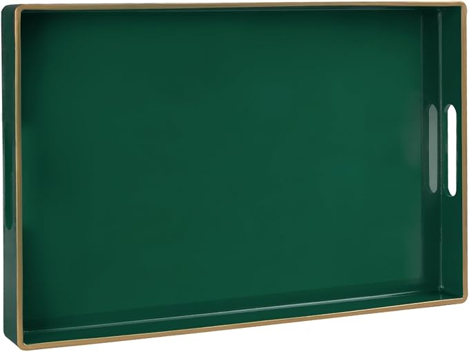 Dark Green Decorative Tray for Ottoman, Serving Tray by MAONAME