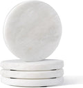 Marble Coaster Set of 4, Round White Coasters, Heat Resistant Coaster by Koville