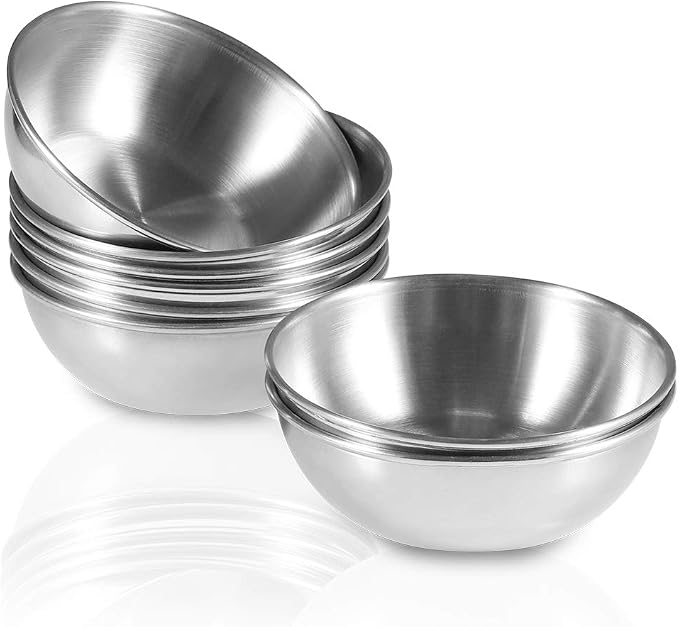 8 Pack 3.2inch Stainless Steel Sauce Dishes Mini Individual Saucers Bowl Round by CraftingJoyinEveryKitchen