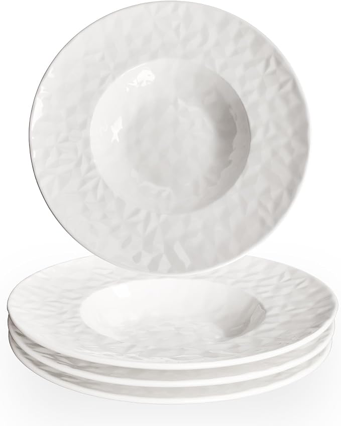 Porcelain Soup Bowls soup Plate Pasta Bowl Set of 4 Shallow Bowl Plates by LIUWYHCF