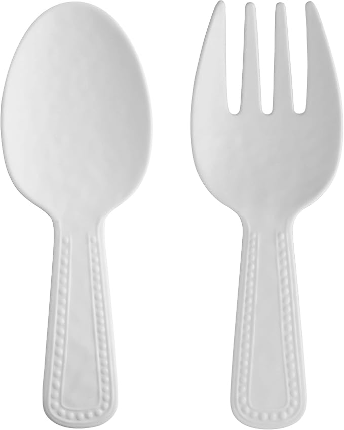 Pebble Melamine Salad Servers, Serving Utensil Set, Includes Serving Fork and by SupremeHousewares