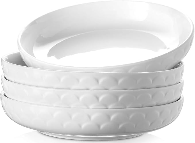 DOWAN Pasta Bowls Set of 4 for Large Portions, 54 oz Textured Motif Large Salad by DOWAN