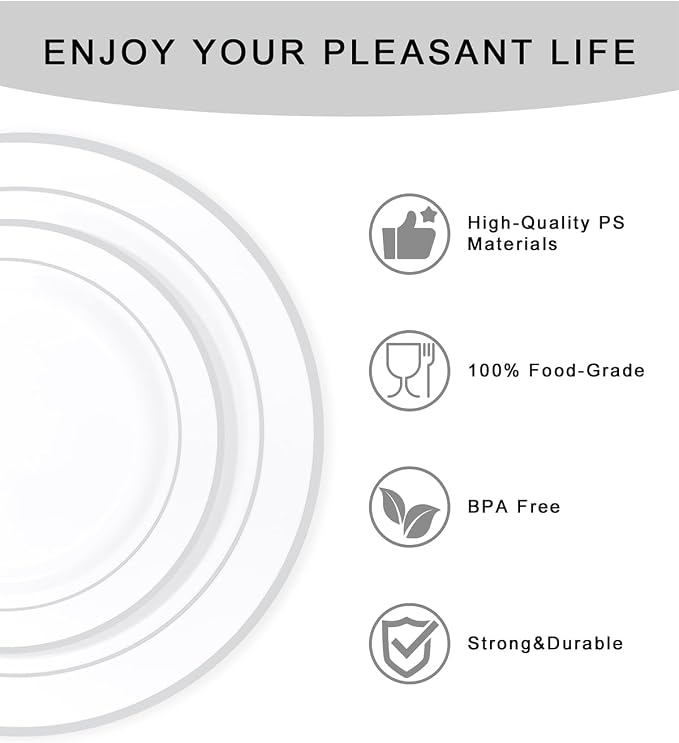bUCLA 150-Piece Silver Disposable Dinnerware Set - Image 6