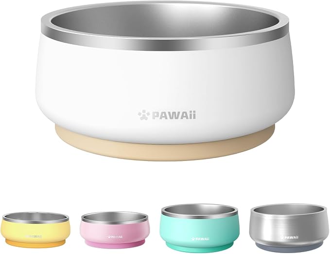 Pawaii Dog Bowl, 68 oz Stainless Steel Food and Water Bowl, ID Tag, 1 Pack | by Pawaii