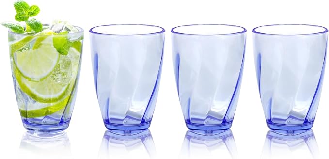 Topsky 12-ounce Plastic Water Tumblers | Set of 4 Transparent Unbreakable by HomeandKitchenNO1