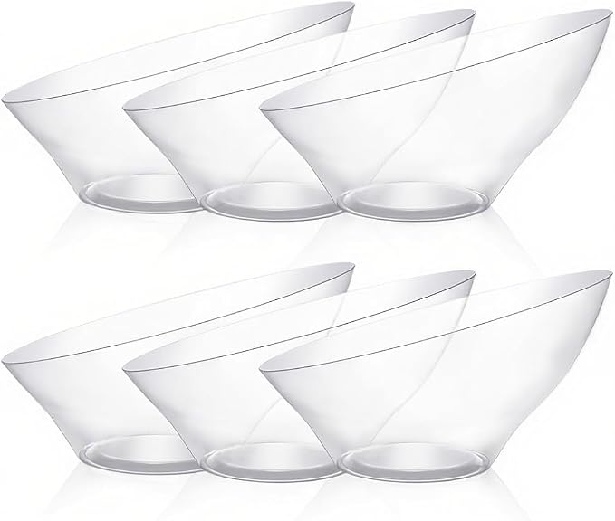 BESTVIP 54 Oz Clear Plastic Angled Serving Bowls, 12 Pack | Disposable Bowls by Bestvip