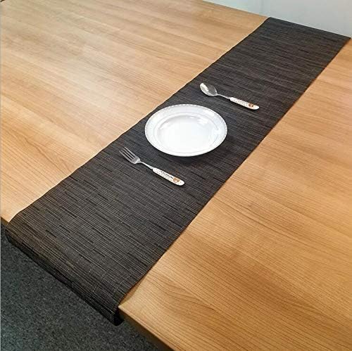 SHACOS Woven Vinyl Table Runner 12x54 inch Indoor Outdoor Table Mats Wipe Clean - Image 3