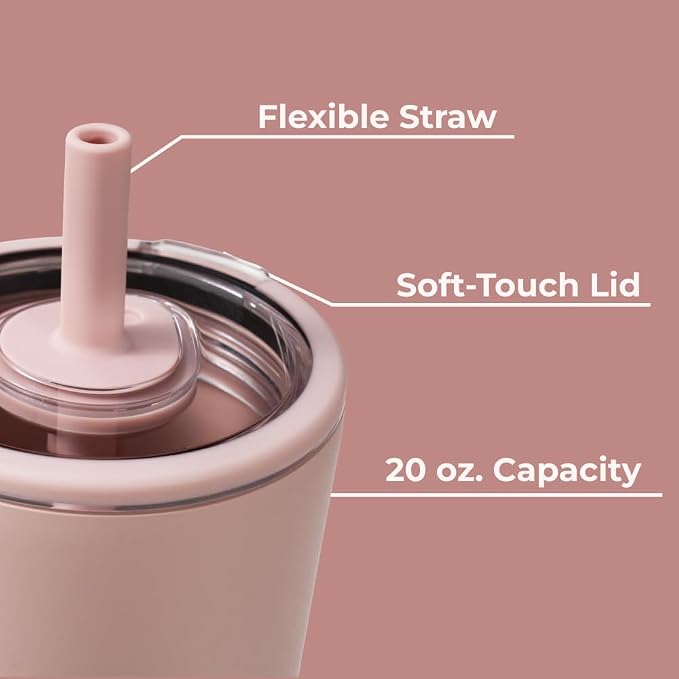 HydroJug Everyday Tumbler 20 oz, Ceramic-Lined Straw Cup, Dusty Rose - Image 4