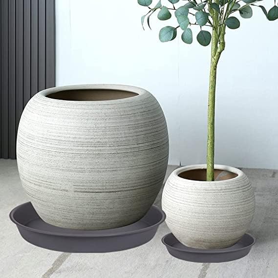 6 Pack of 10 inch Plant Saucer Gray, Heavy Duty Plastic Plant Saucer 10 inch - Image 3