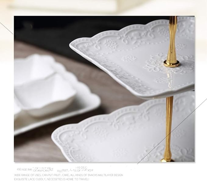 Sumerflos 3 Tier Porcelain Cupcake Stand, Tiered Serving Cake Stand, Square - Image 5