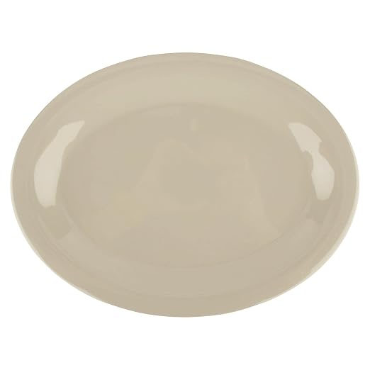 GET 12" x 9" Ivory Oval Diamond Melamine Dinner Plate | Dishwasher safe - Image 2