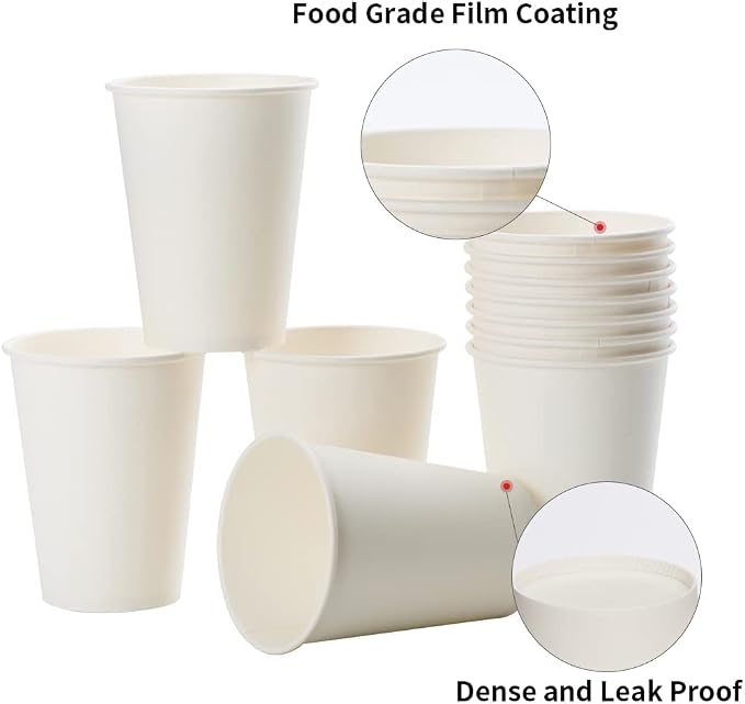 RACETOP Coffee Cups 12 oz, 1000 Pack Disposable Paper Cups | Thickened Paper - Image 7