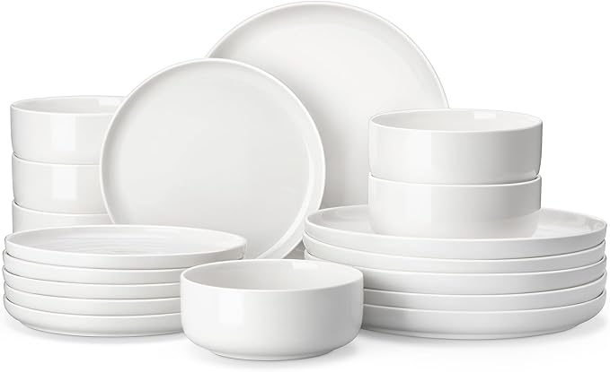 MALACASA 18 Pcs Porcelain Plates and Bowls Sets, Dinnerware Set by MALACASA